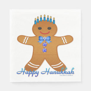 Hanukkah Gingerbread Man Menorah Paper Napkins