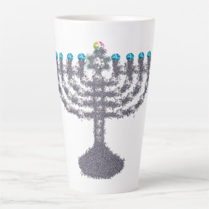 Hanukkah glam menorah hanukkiah latte mug