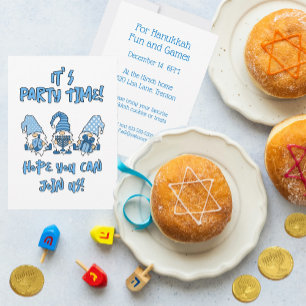 Hanukkah Gnomes Cute Personalized Holiday Party Invitation