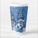 Hanukkah Gnomes Latte Mug<br><div class="desc">An Adorable Blue Snowflakes In Winter Hanukkah Gnome Latte Mug</div>