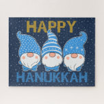 Hanukkah Gnomes Trio Puzzle<br><div class="desc">hanukkah gnomes trio puzzle with text happy hanukkah</div>