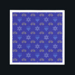 Hanukkah Gold Dreidel Star of David Menorah Napkin<br><div class="desc">Celebrate Hanukkah in style with these stunning napkins! Our Hanukkah napkins feature a beautiful design with a gold Dreidel, Star of David, and Menorah on a vibrant blue background. They're perfect for adding a touch of elegance to your holiday table and creating a festive atmosphere for your celebration. Get ready...</div>