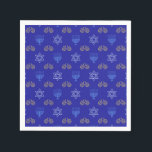 Hanukkah Gold Dreidel Star of David Menorah Napkin<br><div class="desc">Celebrate Hanukkah in style with these stunning napkins! Our Hanukkah napkins feature a beautiful design with a gold Dreidel, Star of David, and Menorah on a vibrant blue background. They're perfect for adding a touch of elegance to your holiday table and creating a festive atmosphere for your celebration. Get ready...</div>