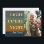 Hanukkah Gold Light Up Night Photo Holiday Card<br><div class="desc">Our Hanukkah / Chanukah Gold Light up The Night Holiday card is an elegant,  classy,  festive way to share your Hanukkah/ Chanukah wishes with friends,  family & clients this holiday season!  With space for you to personalize with your name and Photo.  Enquiries? message us or email bestdresssedbread@gmail.com. Happy Chanukah!!</div>