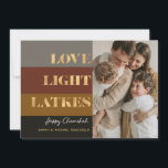 Hanukkah Gold Love Light Latkes Photo<br><div class="desc">Our Hanukkah / Chanukah Gold Love Light Latkes Holiday card is an elegant,  classy way to share your Hanukkah/ Chanukah wishes with friends,  family & clients!  With space for you to personalize with your name and Photo.  Enquiries? message us or email bestdresssedbread@gmail.com. Happy Chanukah!!</div>