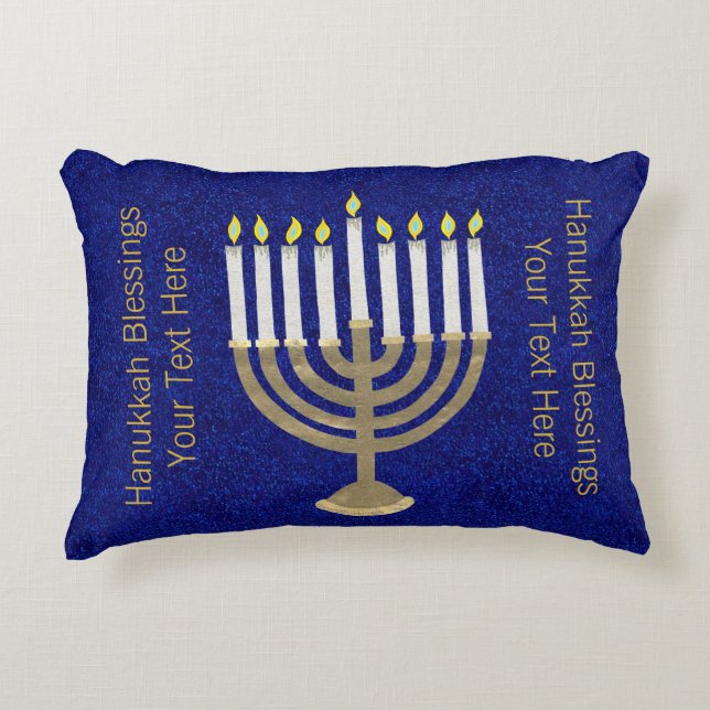 Hanukkah Gold Menorah Holiday Home Decor Decorative Pillow (Front)