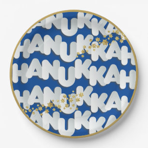 Hanukkah Gold Stars Paper Plate