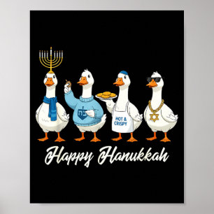 Hanukkah Goose Happy Hanukkah Menorah Dreidel Jewi Poster