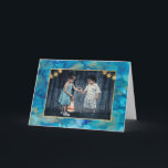 Hanukkah Greeting Card Blues & Golds<br><div class="desc">"Blues & Golds" Hanukkah Greeting Card with Envelope. To personalize this card simply delete text and add your own message. Choose your favourite font style, colour, and sizing. Delete photo and add your own. Photos can be edited (cropped, moved, resized, rotated, etc.) The gold rectangle design element can be edited...</div>