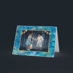 Hanukkah Greeting Card Blues & Golds<br><div class="desc">"Blues & Golds" Hanukkah Greeting Card with Envelope. To personalize this card simply delete text and add your own message. Choose your favourite font style, colour, and sizing. Delete photo and add your own. Photos can be edited (cropped, moved, resized, rotated, etc.) The gold rectangle design element can be edited...</div>