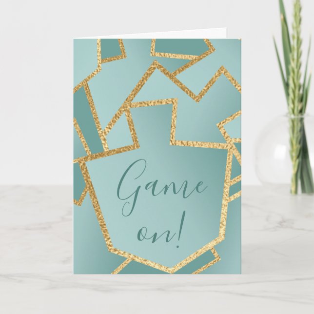 Hanukkah Greeting Card Elegant Dreidels/Turquoise (Front)