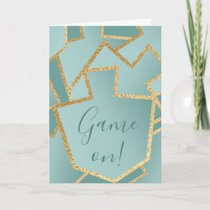 Hanukkah Greeting Card Elegant Dreidels/Turquoise