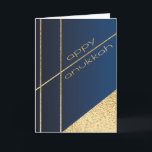 Hanukkah Greeting Card Elegant Navy N Gold<br><div class="desc">"Hanukkah "Elegant Navy and Gold" Greeting Card with Envelope. Personalize by deleting text on the inside of greeting card. Choose your favourite font style, colour, and size. All elements can be edited (rotated, moved, deleted, resized, etc.) Thanks for stopping and shopping by. Much appreciated!!! Happy Hanukkah! Size: Standard (5" x...</div>