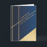 Hanukkah Greeting Card Elegant Navy N Gold<br><div class="desc">"Hanukkah "Elegant Navy and Gold" Greeting Card with Envelope. Personalize by deleting text on the inside of greeting card. Choose your favourite font style, colour, and size. All elements can be edited (rotated, moved, deleted, resized, etc.) Thanks for stopping and shopping by. Much appreciated!!! Happy Hanukkah! Size: Standard (5" x...</div>