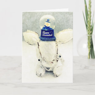 Hanukkah Greeting Card -  Rabbit and Snow Globe