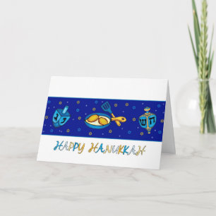 Hanukkah Greeting Card With Dreidel And Latkes