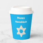 Hanukkah Greeting with Flowers Paper Cups<br><div class="desc">A design for the Jewish holiday Hanukkah, or the "festival of lights" as it is commonly called.</div>