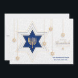 Hanukkah Greetings Holiday Card<br><div class="desc">An elegant Hanukkah greeting card with a Star of David and Menorah. (Image by pikisuperstar of Freepik.com). The card is easy to customize with your wording, font and font colour. Not exactly what you're looking for? All our products can be custom designed to meet your needs at no extra charge....</div>