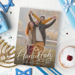 Hanukkah Hand Lettering Photo Holiday Card<br><div class="desc">Customize with your name,  year,  add more text and photos to the back. Original hand lettering by Becky Nimoy</div>