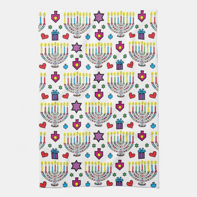 Hanukkah Hanukkiah Light and Bright Kitchen Towel (Vertical)