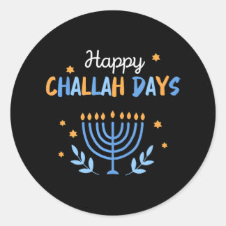 Hanukkah Happy Challah Days Funny Jewish Matching Classic Round Sticker