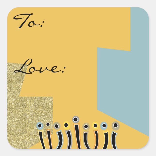 Hanukkah Happy Dancing Candles Square Sticker (Front)