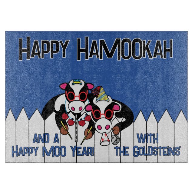 Hanukkah Happy HaMOOkah Cutting Board (Front)