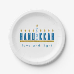 Hanukkah Happy Hanukkah Menorah Custom Paper Plate