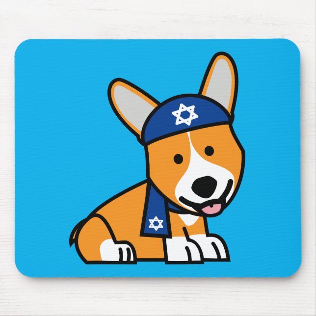 Hanukkah Happy Jewish Corgi Corgis Dog Puppy Mouse Pad (Front)