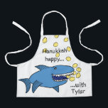 Hanukkah Happy Shark Apron<br><div class="desc">Hanukkah Happy Shark Apron. Personalize by deleting text and adding your own. Use your favourite font style, colour, and size. Be sure to choose size and strap colour. All design elements can be transferred to other Zazzle products and edited. Happy Hanukkah! Thanks for stopping by. Much appreciated! Size: All-Over Print...</div>