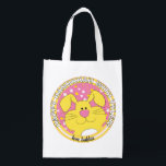 Hanukkah Happy with Pink Bunny Reusable Grocery Bag<br><div class="desc">Hanukkah Happy with Pink Bunny, white 2-sided bag. All design elements can be edited. All editable text can be deleted and replaced with your own message. Use your favourite font colour, size, and style. Happy Hanukkah/Chanukah! Style: Reusable Bag Go green and save the planet with our reusable grocery bag! Made...</div>