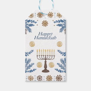 Hanukkah Harmony watercolor Festival of Lights Gift Tags