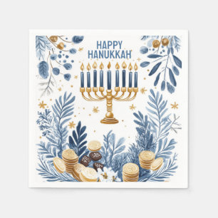 Hanukkah Harmony watercolor  Festival of Lights  Napkin