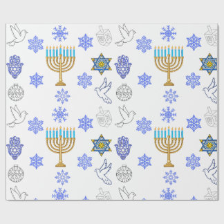 Hanukkah Icons Wrapping Paper | Menorah 