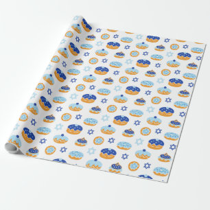 Hanukkah Jelly Doughnut Star of David Wrapping Pap Wrapping Paper
