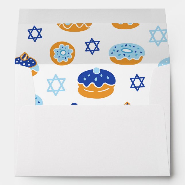 Hanukkah Jelly Doughnuts Custom Return Address Envelope (Back (Bottom))