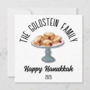 Hanukkah Jewish Chanuka Personalized Family Name Holiday Card