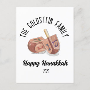 Hanukkah Jewish Chanuka Personalized Family Name Holiday Postcard