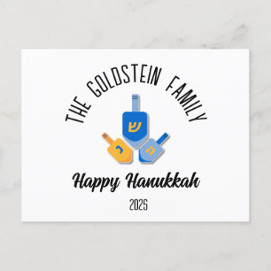 Hanukkah Jewish Chanuka Personalized Family Name Holiday Postcard