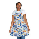 Hanukkah Jewish Festival of Lights Pattern  Apron<br><div class="desc">Celebrate Hanukkah in Style with a Festival of Lights Pattern Apron Enhance your Hanukkah celebrations with this beautifully designed Jewish Festival of Lights pattern apron. Perfect for preparing festive meals or hosting family gatherings, this apron features vibrant symbols of the holiday, including menorahs, dreidels, and Stars of David. Crafted from...</div>