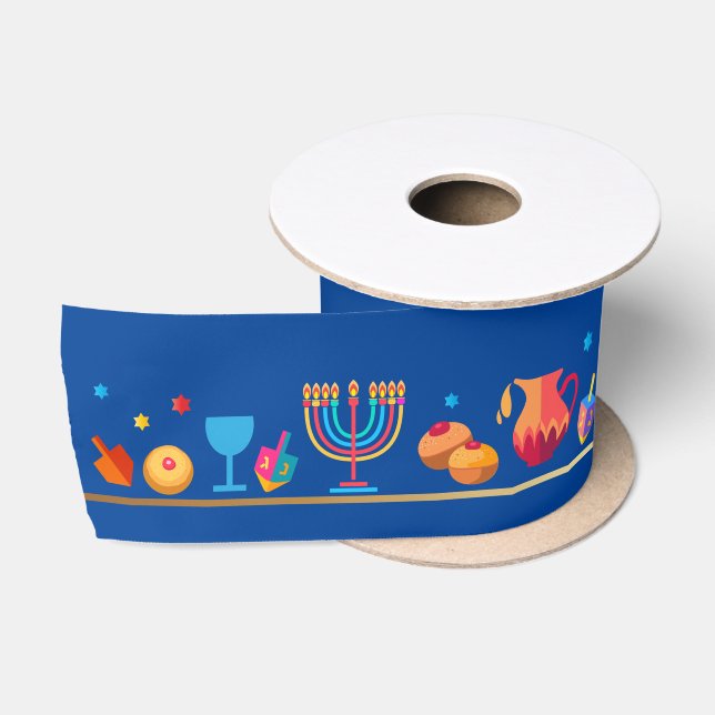 Hanukkah Jewish Holiday Hanukkiah Decoration Satin Ribbon (Spool)