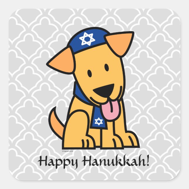 Hanukkah Jewish Labrador Retriever Puppy Dog Square Sticker (Front)