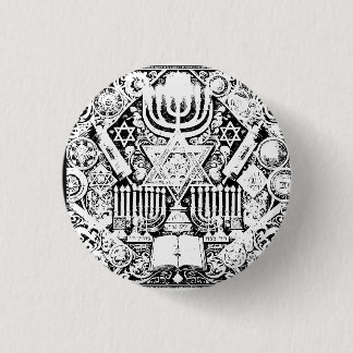 Hanukkah Jewish Menorah Hebrew 1 Inch Round Button