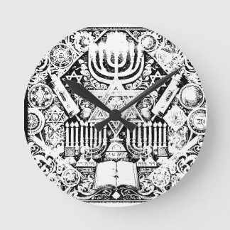 Hanukkah Jewish Menorah Hebrew Round Clock