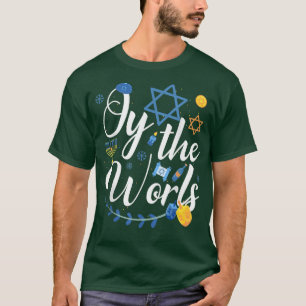 Hanukkah Jewish Menorah Oy To The World Hanukkah T-Shirt