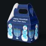 Hanukkah Jewish Snowman Blue Menorah Childrens Favor Box<br><div class="desc">Personalize this now! Custom text and a design fun for kids or adults will make these little favour boxes pop at your Hanukkah party. Tuck Chanukkah stickers, holiday pencils and chocolate gelt in each and use as part of the table decorations. Many more coordinating products are available with this cute...</div>