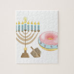 Hanukkah Jigsaw Puzzle<br><div class="desc">The Menorah design is beautiful and bright and fills you to the brim with holiday spirit and is perfect on gifts,  table runners,  kitchen linens,  home decor and on all things Hanukkah!</div>