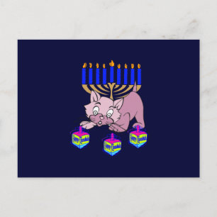 Hanukkah Kitty Holiday Postcard