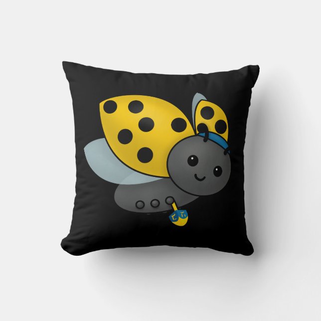Hanukkah Ladybug Throw Pillow (Front)