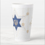 Hanukkah Latte Mug<br><div class="desc">Hanukkah Latte Mug The eight-day Jewish celebration known as Hanukkah or Chanukah commemorates the rededication during the second century B.C. of the Second Temple in Jerusalem, where according to legend Jews had risen up against their Greek-Syrian oppressors in the Maccabean Revolt. Hanukkah, which means “dedication” in Hebrew, begins on the...</div>